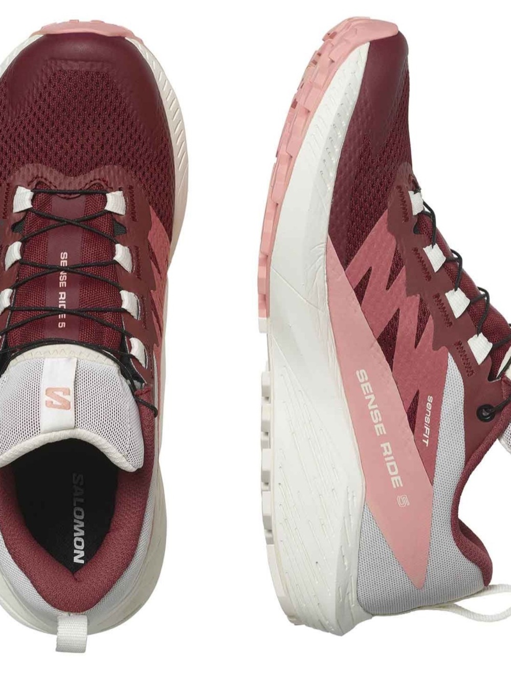 Salomon Sense Ride 5 Women's Trail Shoes - Burgundy & Pink